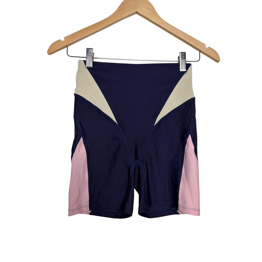 PE Nation Vermont Bike Short Peacoat Navy‎ Pink Colorblock High Rise XS